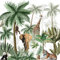 Papier peint intissé pour chambre d'enfant, 250 cm X 250 cm, animaux de la jungle, illustration forêt tropicale.