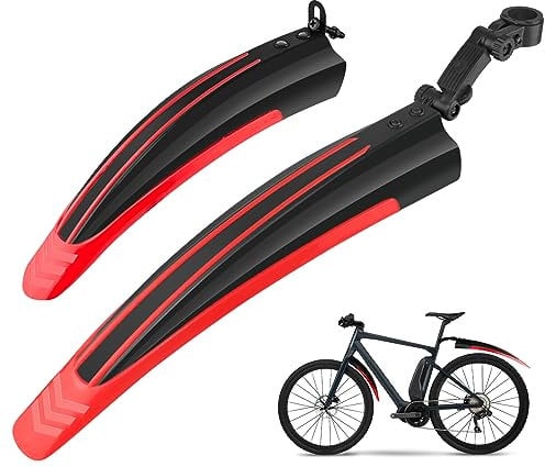 Ledeak Fahrrad Schutzblech Set, Verstellbare Universal Rennrad Vorne Hinten Fahrradschutzblech Mountainbike Fahrrad Kotflügel Steckschutzblech Zubehör für MTB Citybike 20-26 Zoll Räder (Rot)