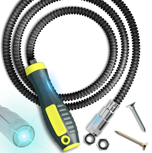 Retoo Flexibler Magnetische mit LED Taschenlampe, Edelstahl Magnetheber Ø13 570mm mit Haftkraft bis 1.5kg, Schwanenhals, Suchmagnet Langlebiger, Magnetic Pick-Up Tool für Metallteilen, Schlüsseln