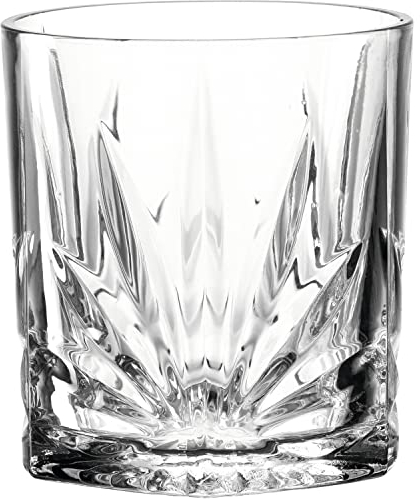 Leonardo Capri Trink-Glas, 1 Stück, spülmaschinenfestes Saft-Glas mit Relief, Stern-Schliff Wasser-Glas, kleiner Trink-Becher aus Glas, 330 ml 022774