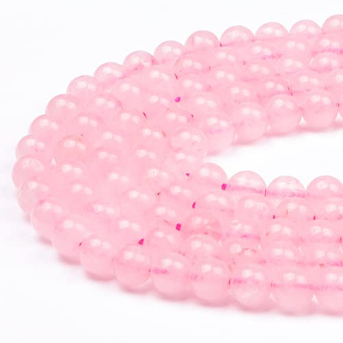 60-65pcs 6mm Rose Quartz Beads - Natural Pink Crystal Beads for Bracelet Making, Smooth Round Stones for Jewellery Making, 1 Strand 15.5