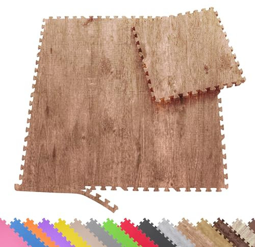 Sporttrend 24® 4 Schutzmatten + 8 Randstücke Set in braun QMW003 60x60x1cm | 1,44qm | Bodenschutzmatte Unterlegmatte Puzzlematte für Fitnessgeräte Sportgeräte Trainingsgeräte