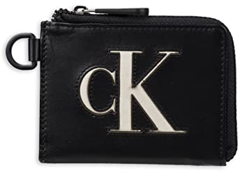 Calvin Klein Herren RFID Leder Slim Minimalist Kartenetui Brieftasche und Brieftasche Sets, Schwarzer halber Reißverschluss, Einheitsgröße