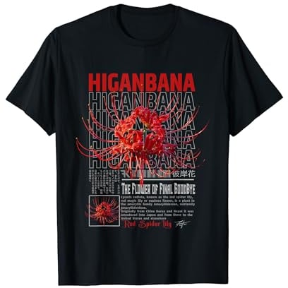 Higanbana oder Rote Spinne Lilie in Grunge Anime Aesthetic T-Shirt
