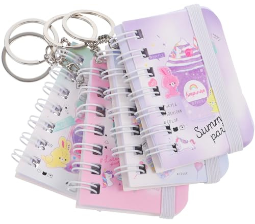 BESPORTBLE Lot de 4 mini porte-clés créatifs en forme de livre avec bloc-notes et carnet de notes compact pour un usage quotidien