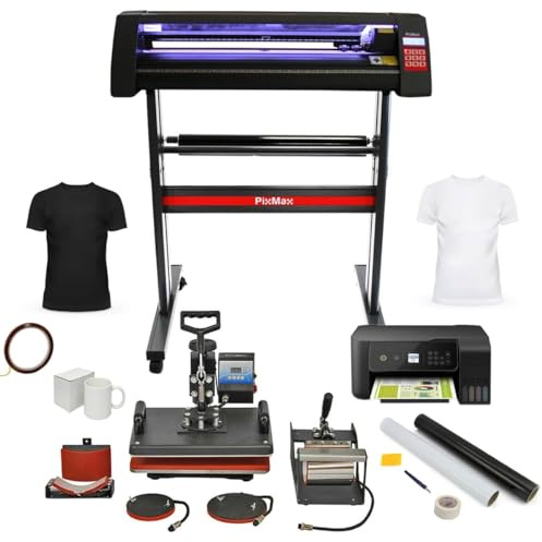 PixMax 5-in-1 Multifunktion Da Vinci Hitzepresse Transferpresse Wärmepresse Tassenpresse Tellerpresse Mützenpresse Sublimationsdruck Gratis Sublimationspapier + Gratis Starter Set