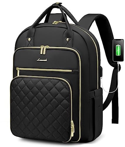 LOVEVOOK Laptop Backpack Women 15.6 Inch, Backpacks Womens, Rucksack Bag for School College Work Travel University, Ladies Lightweight Commuter Bags with USB Charging Port, Black