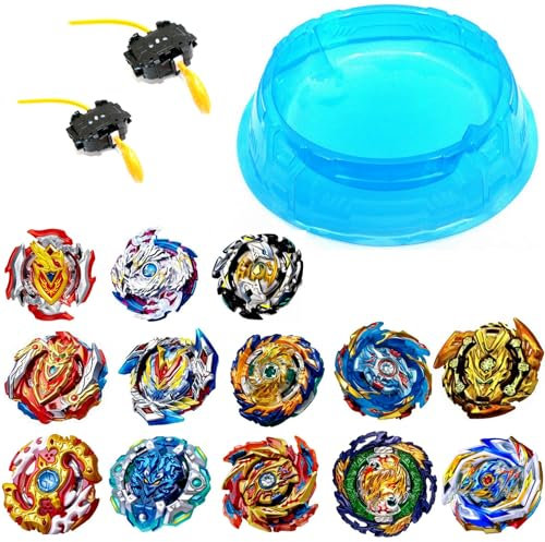 Arena + 6er Set Kampf Kreisel für die Burst Surge Arena Kampfkreisel Set 6 Komplette Kreisel mit 2 Launcher und 2 Grip Kampfkreisel Surge Z.