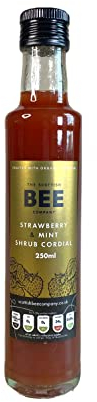Strawberry and Mint Shrub Cordial from The Scottish Bee Company 250ml - Fruit-Infused Cordial made with Apple Cider Vinegar - Made in Scotland