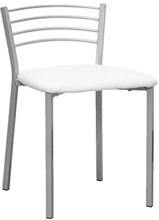 Shiito | Taburete de Cocina | Asiento de Polipiel Blanco | Modelo SINTRA