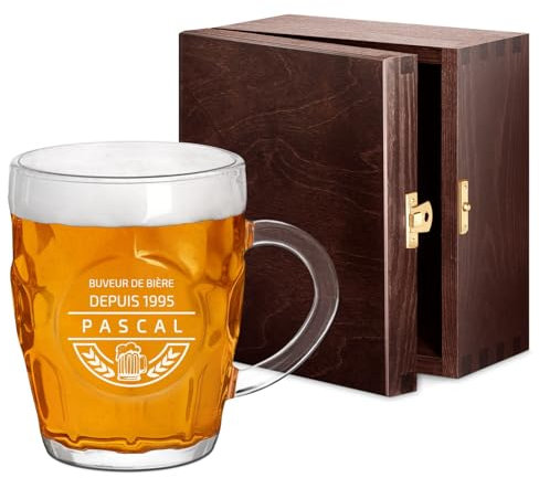 Maverton Chope à Bière Personnalisable – Verre à alcool avec gravure Idee Cadeau Homme - 500ml - Verre a Biere pour dégustation - Cadeau Personnalisé Anniversaire - pour ami - copain - buveur de biere