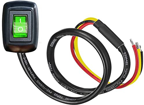 AUTOZOCO Interruptor de coche DIY en forma de gota de agua, Interruptor de encendido/apagado, Interruptor de luz de coche en forma de gota, DC12V/10A, 24V/5A, Longitud cable 60 cm, ON/OFF, Led verde