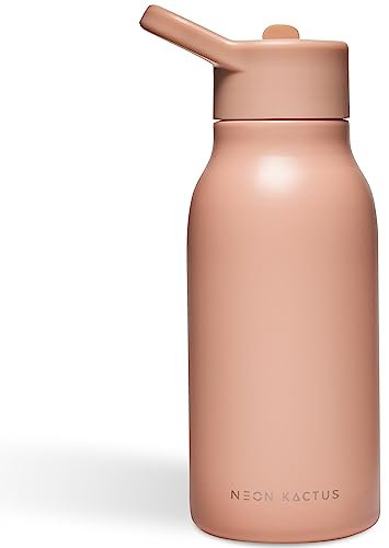 Neon Kactus Kids | Stainless Steel Kids Water Bottle with Straw | Double-Wall Vacuum Insulated Water Bottle | Locks in Heat or Cold for Hours | Leak-Proof, BPA-Free & Lightweight |Pink Flamingo 340ml