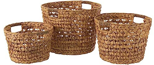 J-Line Lot de 3 paniers Jacinthe d'eau Naturel