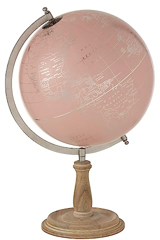 J-Line Globus Auf Fuß Holz Licht Rosa/Gold Medium