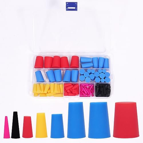 120Pack Silicone Rubber Tapered Plug Assortment Kit, Rubber Plug Assortment Kit for Powder Coatings,Painting, Anodizing,Media Blasting Supplies