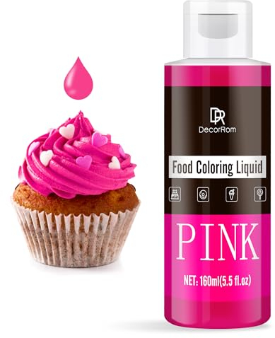 Lebensmittelfarbe - 160ml Flüssige Konzentrierte Lebensmittel Farben für Kuchen Dekoration, Backen, Kekse, Macaron - Zuckerfrei Food Coloring für Getränken, Tortendeko, DIY Slime, Osterei (Rosa)