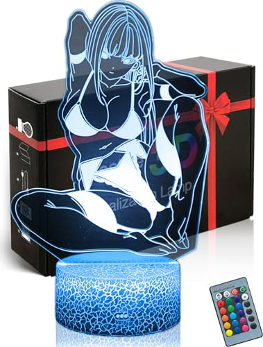 DAHEYMA 3D-Stimmungslampe, Illusion, Darling Franxx-Figur, LED-Anime-Nachtlicht, Manga-Tischlampe, 16 Farben, wechselt mit Fernbedienung, Geschenke für Urlaub, Schlafzimmer, Dekoration Nr. 2360