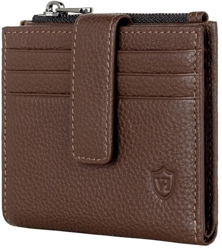VON HEESEN Leder Kartenetui Geldbörse mit RFID-Schutz - Portemonnaie für Herren & Damen aus echtem Leder - Kartenhalter mit Münzfach - Geldbeutel für Männer und Frauen in Braun