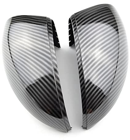 Auto Spiegelkappen Carbon Fiber Bright Black Side Rearview Mirror Cover Für VW Für Tiguan 2008–2015 Außenspiegelkappen (Farbe : Kohlenschwarz)