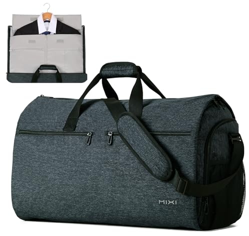 mixi Handgepäcktasche für Reisen, 56 l, wandelbar, Seesack für Männer und Frauen, 2-in-1, zum Aufhängen, Gepäck, Koffer, Anzug, Reisetasche mit Schuhbeutel, Waldschwarz, 23-inch, Reisetasche mit
