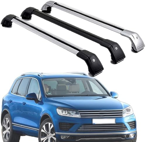 DachträGer RelingträGer für Touareg SUV 2010-2018, Dachgepäckträger Aluminium AbschließBar A Paar,Black-1 Pair