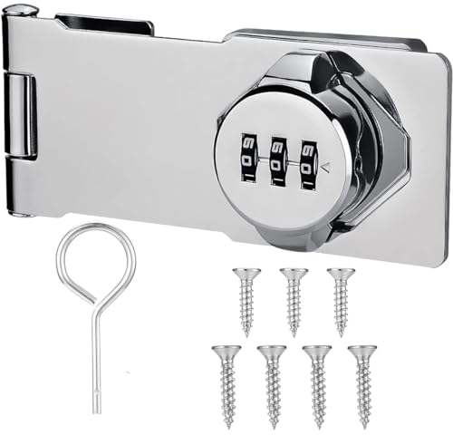 Cadenas à Combinaison Verrou de Porte avec Serrure à Combinaison à 3 Chiffres Serrure de Porte D'armoire en Métal avec Vis pour Petites Portes D'armoires, Porte de Grange, Garage Extérieur