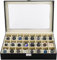 sports flyfree Uhrenbox, 24 Fächer Uhrenbox mit Schloss Uhrenbox, Aufbewahrungsbox, Uhrenorganisator mit Glasdeckel, Geschenk für geliebte Menschen