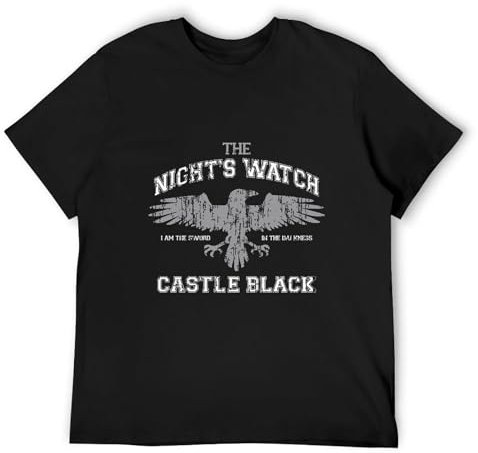Costume Night's Crow T-Shirt - Jon Snow Game of Crow Thrones Tv Winter Gift HBO Film Men's T Shirt Black 3XL