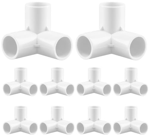 QWORK® 10 pezzi raccordi per tubi a 3 vie, diametro interno 20 mm (bianco), connettori angolari per tubi in plastica PVC
