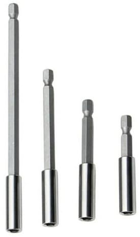 TorSor 4 Pack Drill Bit Extension Set 1/4'' Hex Shank Bit Holder Rod Extender Chuck Magnetic Tip Socket Adapter 60mm 75mm 100mm 150mm for Screwdriver Screws Nuts Electric Drills Impact Driver