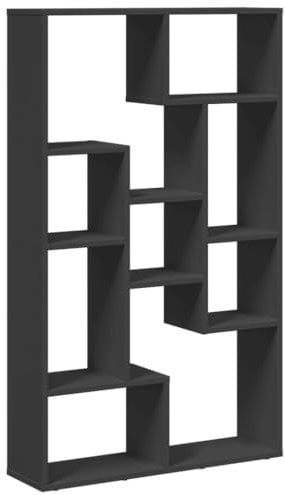 vidaXL Bücherregal, Standregal 9 Fächer, Raumteiler Regal für Wohnzimmer Schlafzimmer Büro, Aufbewahrungregal Aktenregal Büroregal, Schwarz Holzwerkstoff