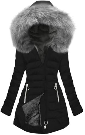 Veste Chaude d'hiver pour Femmes Manteau à Capuche Hiver éPaissir Parka Polaire Chaude en Peluche Blousons avec Fermeture à Glissière Doudoune Veste Coupe Vent Manteaux Fille Chic et Elegant