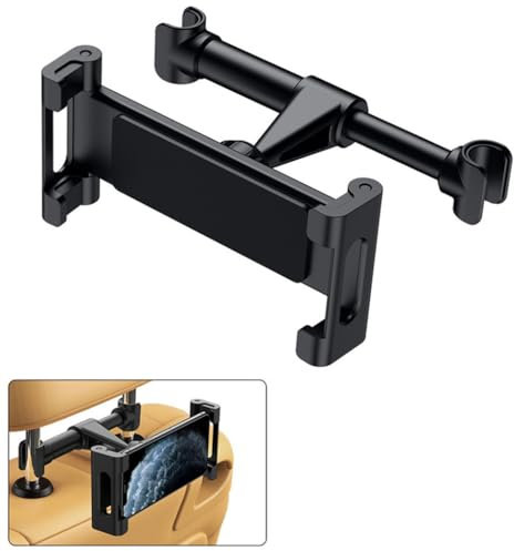 LCSMYSHE Support Tablette Voiture pour BMW X5 5seast F15 2013-2018,360°Rotation Extensible Support l'appuie-tête Portable Siège Téléphone Support Voyage Accessoires,A-Black