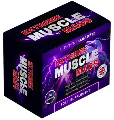 Extreme Muscle Mass – Daily Bodybuilding Support Supplement with L-Arginine, L-Carnitine, L-Leucine, L-Proline & L-Theanine – for Men & Women – Recovery & Performance – 60 Capsules