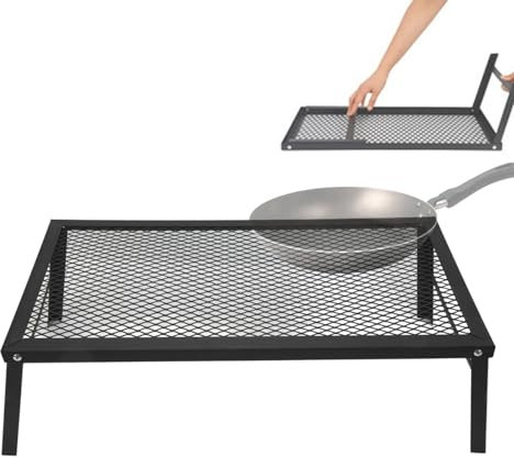Folding Campfire Grill, Heavy Duty Iron Material Campfire Cooking Campfire Grill Water proof Portable Camp Fire Cooking Rack for Barbecue Camping