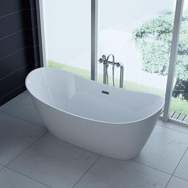 Freistehende Badewanne Bolsena 170x80 cm – modernes Design, ergonomische Form, inkl. Überlaufschutz & Siphon, widerstandsfähiges Acryl, einfache Montage