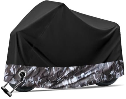 BTDLE Funda para Moto para Kawasaki Versys 1000,Exterior Impermeable Cubierta para Motocicleta Protector con Bolsa Almacenamiento,A/Black Camouflage