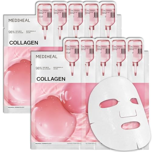 Mediheal Essential Face Mask [Skin Firming] 10 pcs. for Plumping Hydration, Glass Skin & Skin Nourishment - Travel Essentials, Korean Beauty Sheet Mask