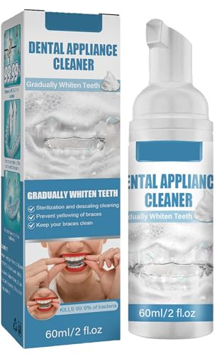 Limpiadoras Para Ortodoncias y Férula Dental,Espuma Suero De Eliminación De Manchas De Dientes,Tabletas Limpiadoras de Retenedores,Tableta de Limpieza de Retenedor Ortodóntico Tableta,60ML,1PC