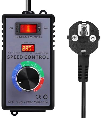Variateur de Vitesse pour Moteur 220V AC 10A 4000W, SCR Régulateur de Tension avec Bouton Rotatif Régulateur de Vitesse Moteur Contrôleur de Vitesse du Ventilateur pour Meuleuses D'angle, Souffleuses