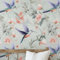 S4Sassy Revêtement Mural Amovible Et Imperméable, Inspiré De La Nature, Finition Unie, Motif Fleurs Et Oiseaux, Pour Mur, Armoires, Commodes, Rouleau De Papier Peint Vinyle Autocollant- Bleu(25X240)