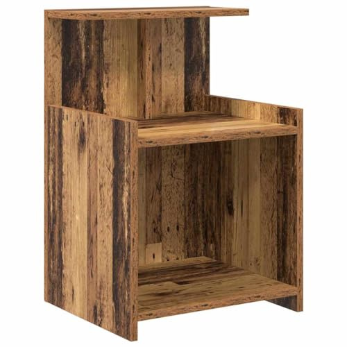 vidaXL Bettschrank Altholz 40 x 35 x 60 cm Spanplatte, Kompakter rechteckiger Nachttisch, robuster Tisch, Schlafzimmer Must-Have, Organizer für persönliche Sachen