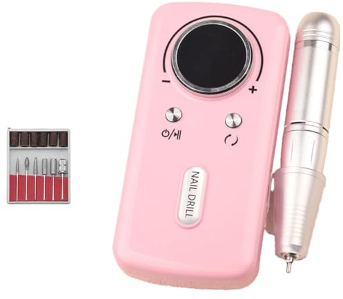 Rersduyt Electric Nail Drill Machine with LCD Display Rechargeable Nail File Nails Accessories Gel Nail Polish Sander, Pink