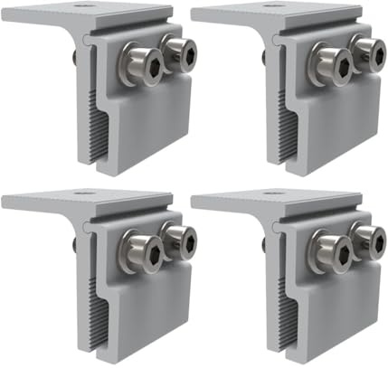 Solarmodulklemme, Aluminium-Stehfalzklemme, Sicherungsclip, für die Montage von Solar- und Photovoltaikanlagen, Silber, 4 Stück