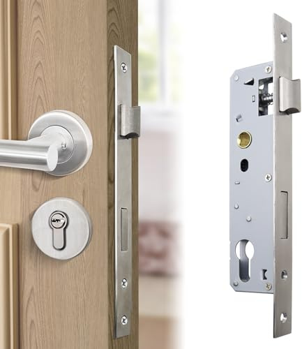CATELL Serratura Infilare Distanza 85 mm Distanza Dalla Mandrino 30 mm | Serratura a Telaio Tubolare Serratura per Telaio Tubolare In Acciaio Inox per Sinistra Destra