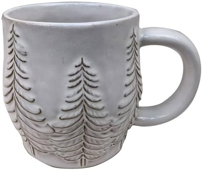 Widdop Embossed Frosted Pine Trees Mug – Ceramic White Winter Cup with Raised Pine Tree Design – Rustic Christmas Tableware for Tea, Coffee & Hot Chocolate – Cosy Seasonal Gift | With Raised Pine Tree Design – Rustic Christmas Tableware for Tea, Coffee & Hot Chocolate – Cosy Seasonal Gift