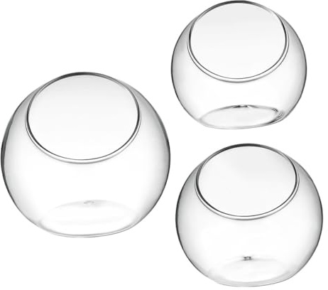 DOITOOL 3 pezzi Vasi in Vetro Trasparente per Piante e Terrari Design Inclinato Elegante Bottiglie per Micro Paesaggi e Giardini Decorativi da Tavolo