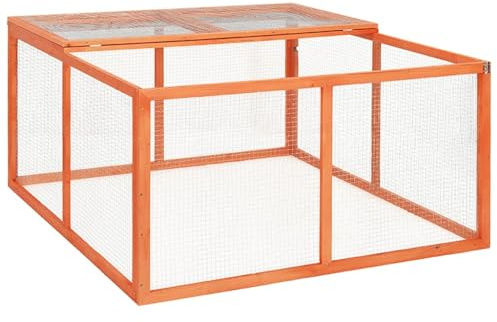 Hommdiy Kaninchenstall 124x120x60 cm Massivholz Tanne