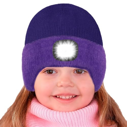 Richaa Geschenke für Frauen Männer Weihnachten Mütze mit LED Licht Herren Wiederaufladbare LED Mütze Damen Winter Beanie Stirnlampe Lustige Kleine Geschenke für Mama Papa Freundin Paare Oma